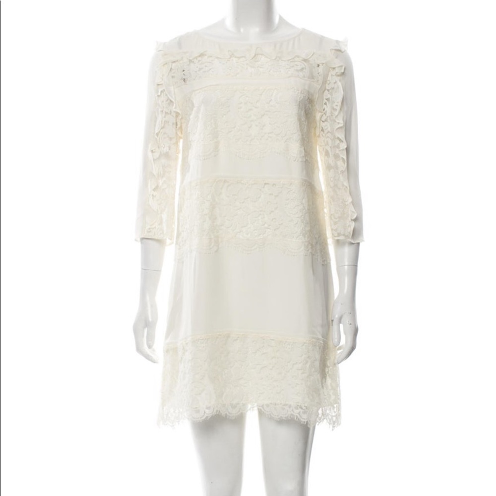 Rachel Zoe Ivory Silk Lined Shift Dress